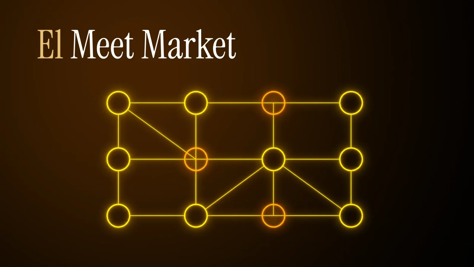 Red de nodos conectados que representa las mesas de reuniones del Meet Market
