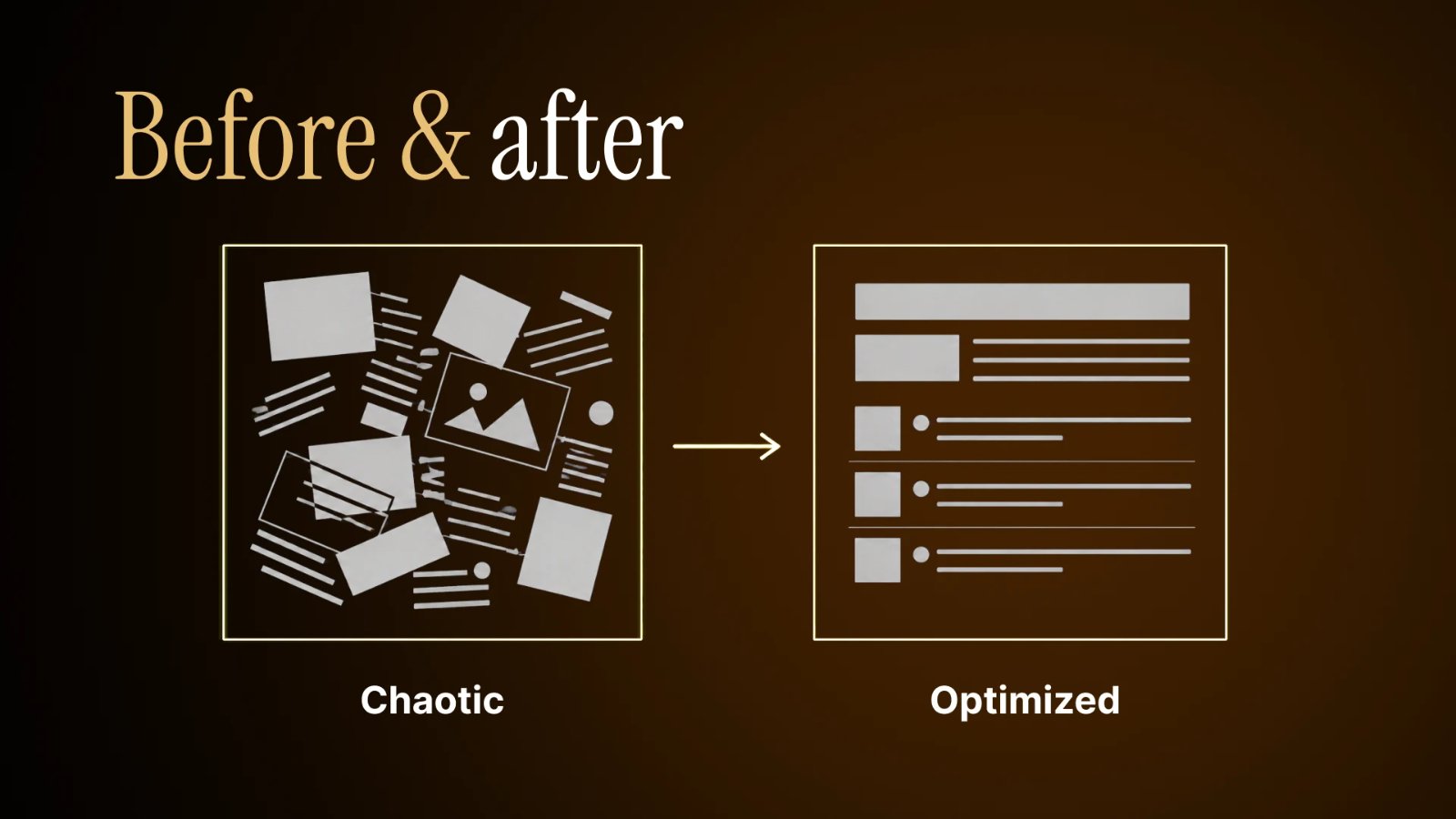 Before and after comparison: from a chaotic workflow to an optimised one