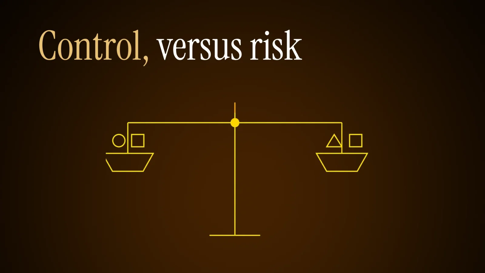 Balanza que compara el control de la marca con el riesgo asumido