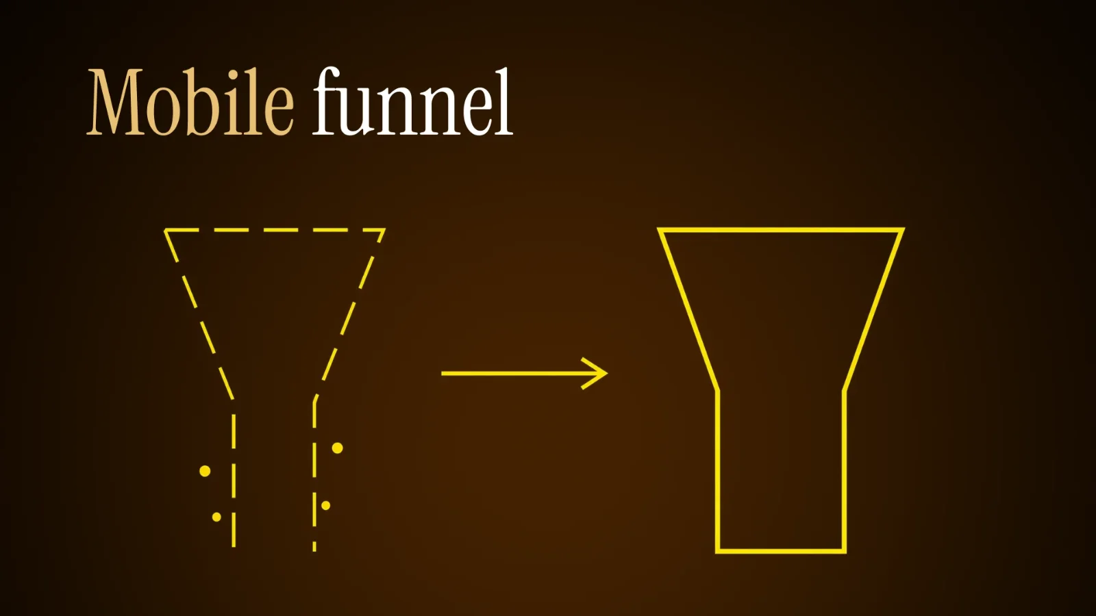A leaking conversion funnel next to an optimised mobile funnel