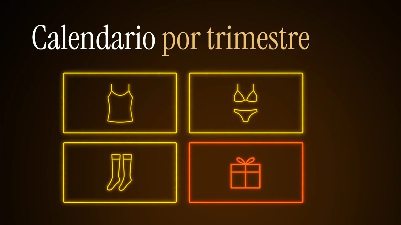 Calendario por trimestre con un icono de temporada en cada uno de los cuatro cuadrantes