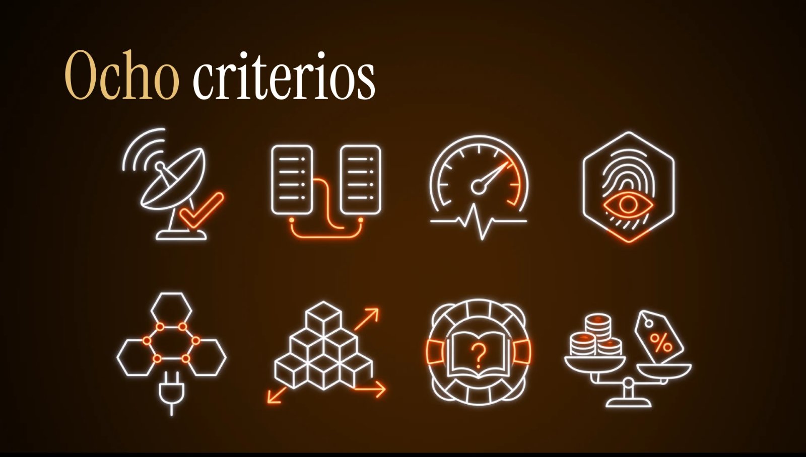 Los ocho criterios para evaluar un software de afiliación en una rejilla de iconos