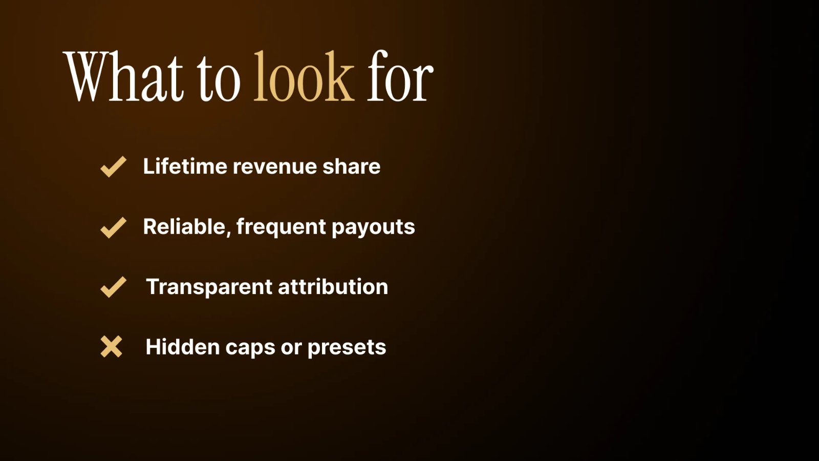 Checklist of what to look for in an affiliate program