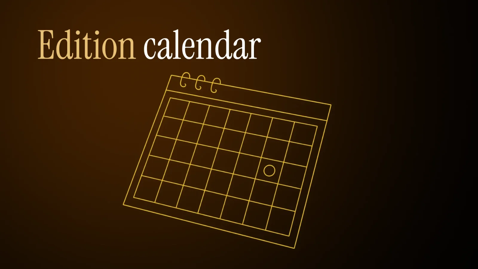 Calendar with the upcoming TES editions marked